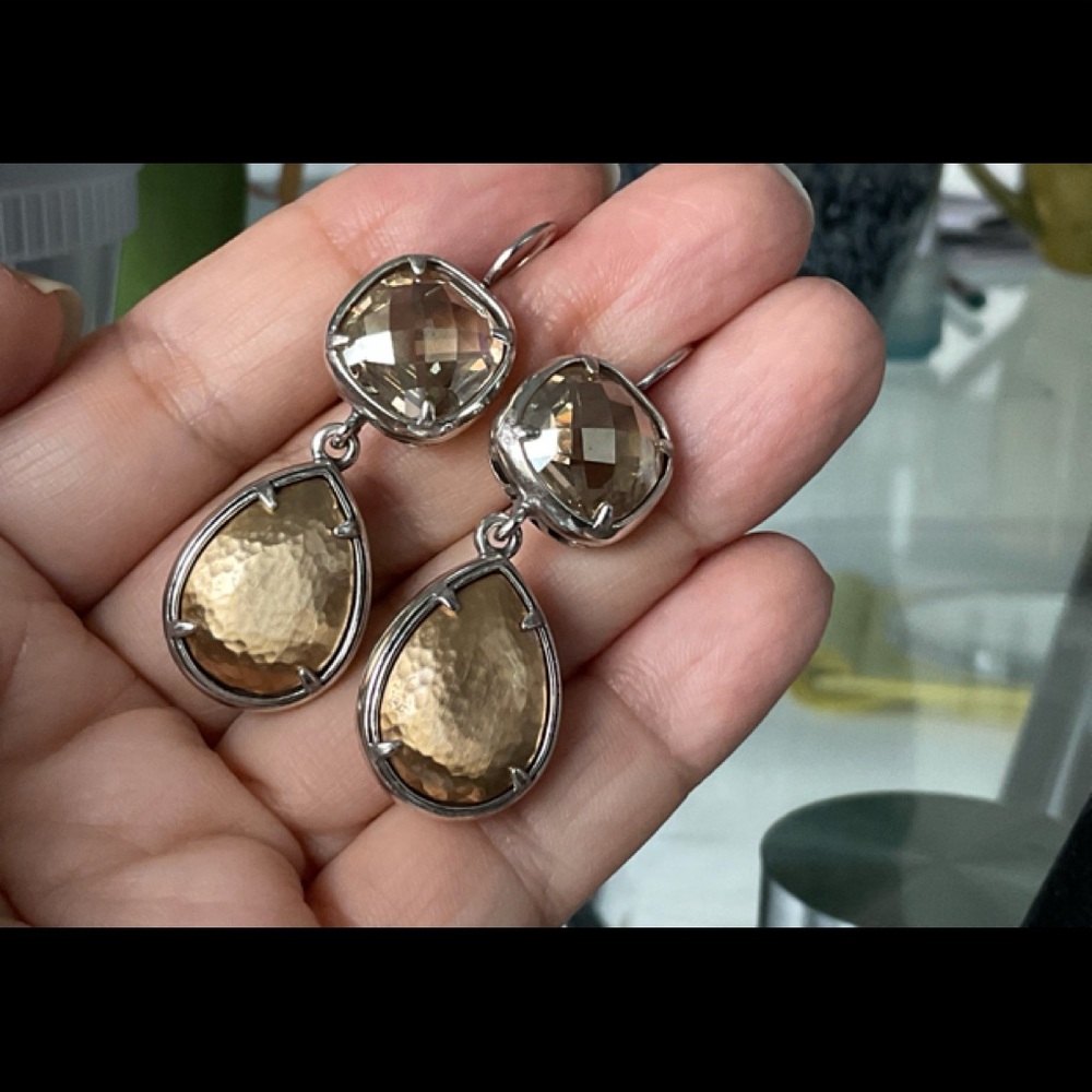 Classy two tone Cognac Crystal Earrings